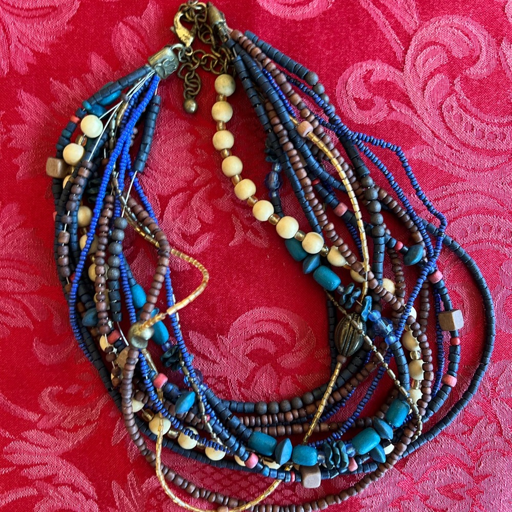 Chico's Blue and Brown Multi-Strand Necklace